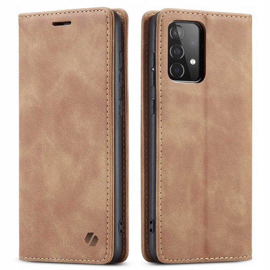 Étui portefeuille Spacecase pour Samsung Galaxy A52 5G, marron clair