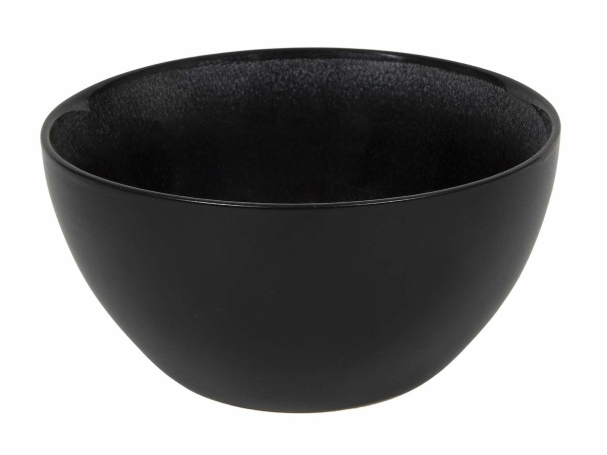 Bellatio Design Kommetje/serveer schaaltje Samos - antraciet/zwart - 1x - ontbijt/hapjes - keramiek - stapelbaar - 14 x 7 cm - Soepkommen