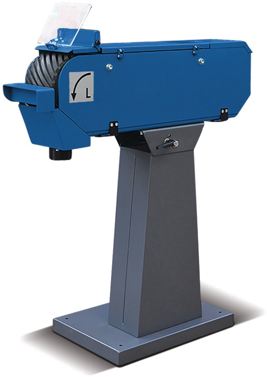 Metaal bandschuurmachine 75x2000 mm 18-36 m/s 3/4 kW 400V motorrem noodstop aandrijfwiel 240 mm 2 snelheden Metallkraft MBSM75-240-2