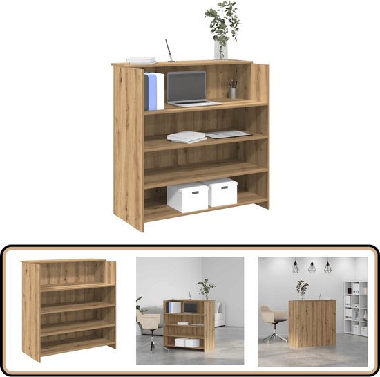 vidaXL Receptiebalie - Bewerkte Hout - Artisan Eiken Receptiebalie - Houten Bureau - Kantoor Meubilair - Reception Desk - Design Buro