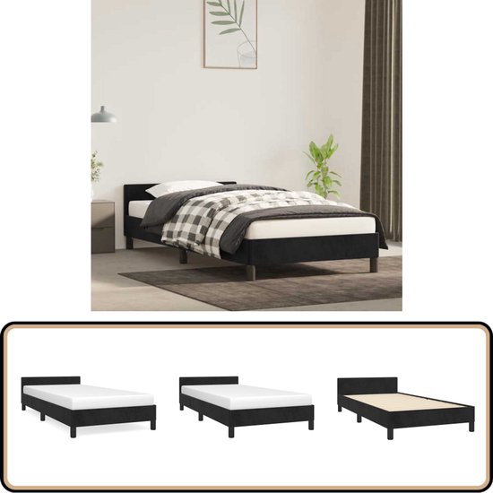 Cadre de lit vidaXL avec tête de lit - Encadrements de lit avec tête de lit - Lit - Meubles de couchage - Cadre de lit avec tête de lit sans matelas 80 x 200 cm Velours Noir