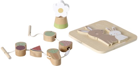 Vertbaudet Coffret 3 jeux d'éveil en bois FSC®