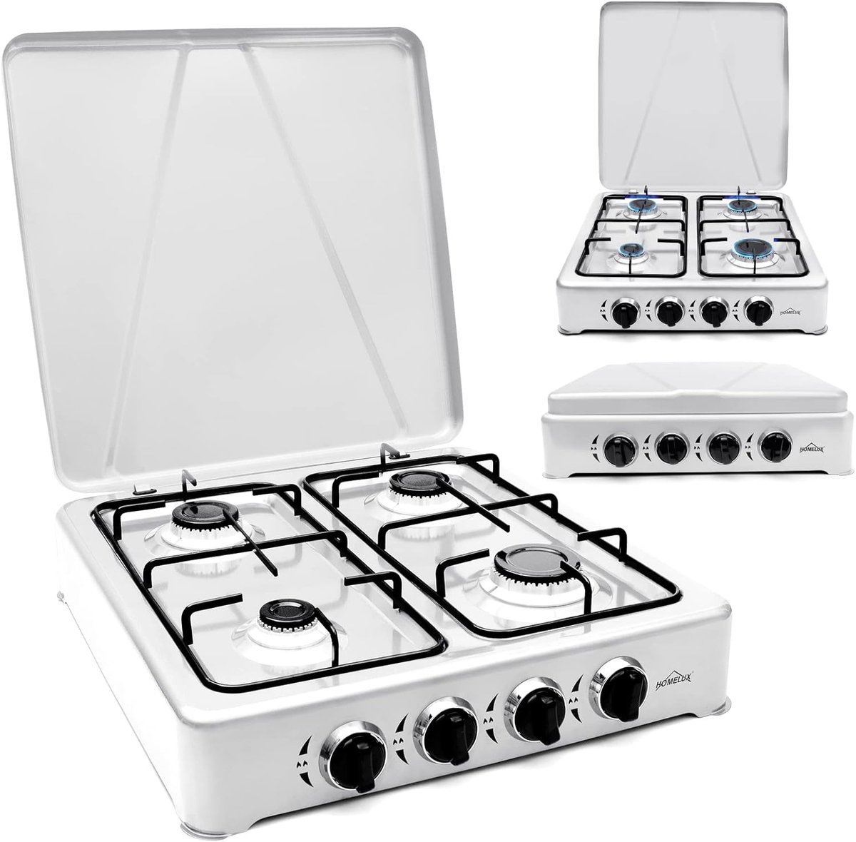 Soroh® - Gas kooktoestel 4 pits - Campingkooktoestel - Gaskookplaat - Wit