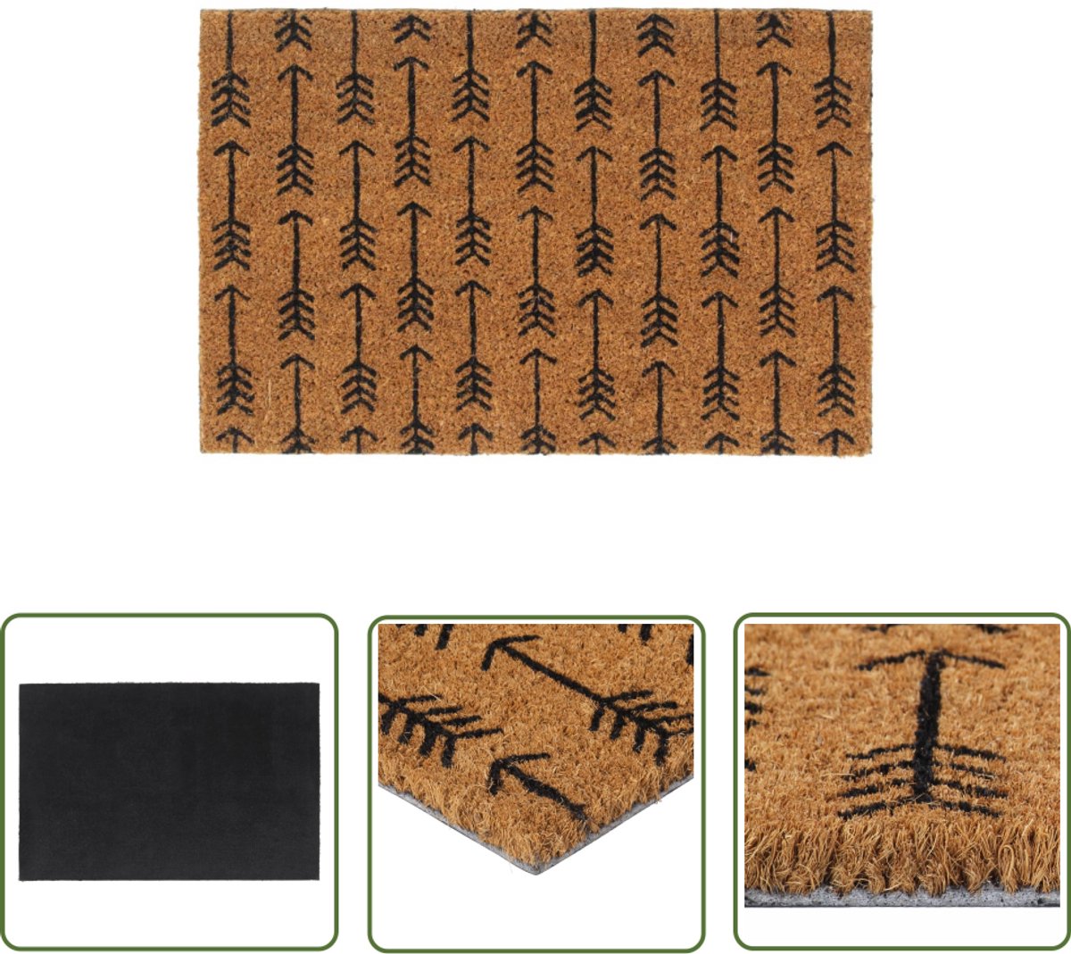 The Living Store Deurmat 40x60 cm getufte kokosvezel naturel - Deurklink - Deurmat - Kokosvezel Mat - Natuurvriendelijk - Antislip Mat