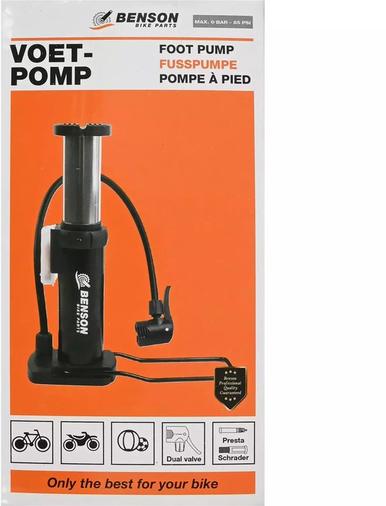 Benson Voetpomp - 6 bar - met verloopnippels - universeel ventiel — afbeelding 4