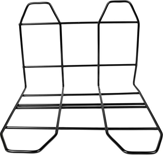Zwarte metalen fietsbagagedrager verbreedset.