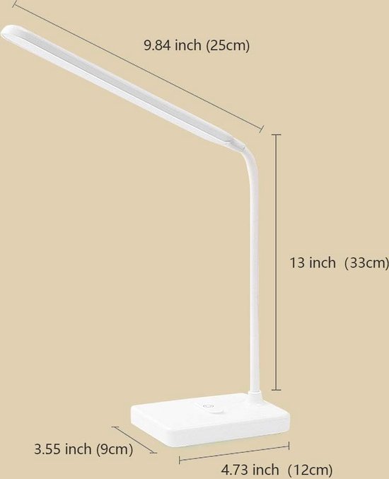 Draadloze Led Bureaulamp - Dimbaar - Geschikt voor Lezen en Studie - 1 stuk - Wit - Kunststof - Klein — afbeelding 4