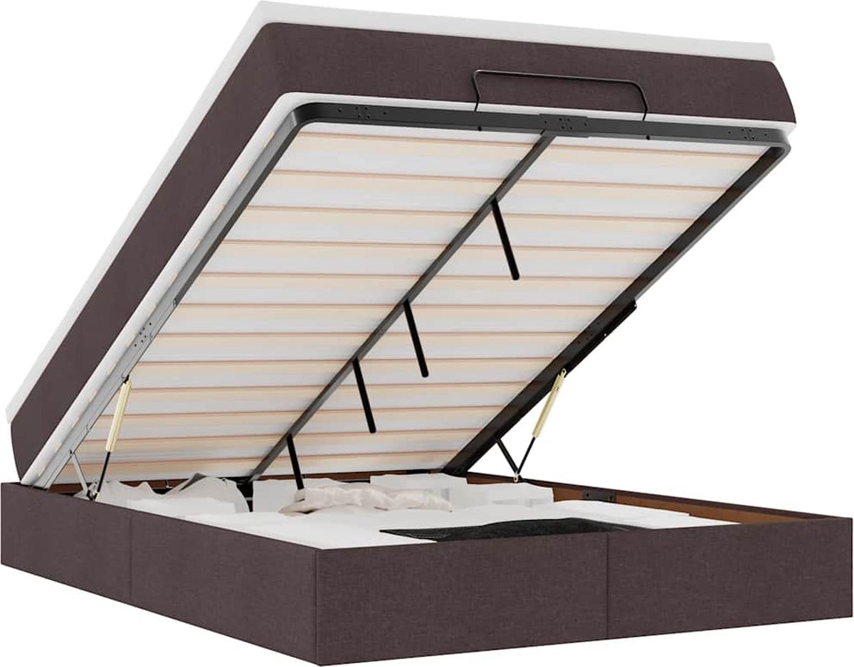 vidaXL - Ottoman - bed - met - matras - 140x200cm - stof - donkerbruin