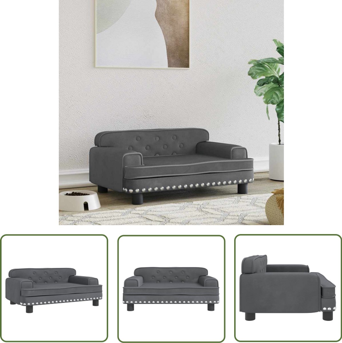 vidaXL Honden Bed – Hond Mand – Hondenmand 70x45x30 cm fluweel donkergrijs – Honden Kussen – Fluweel Hondenkooi – Grijs Hondeneindproduct