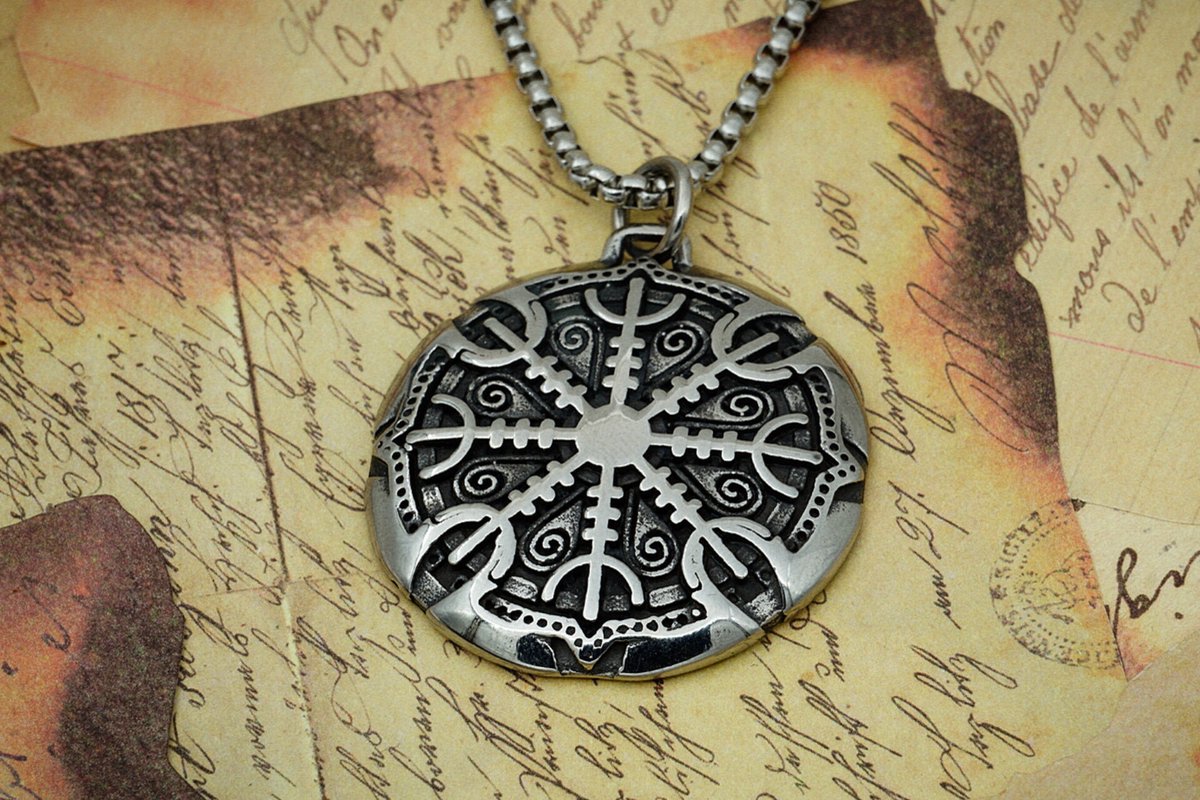 [Two Ravens] Viking Ketting - Helm van Awe Hanger - Viking Symbolen - Runenketting - Noorse Mythologie - Paganism - Heidens