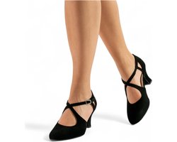 Werner Kern Gala - Zwarte Dames Dansschoenen - Hakhoogte 6cm - Gesloten Neus - Ballroom en Latin Dansschoenen met Brede Pasvorm - Optimaal Comfort - Suède zolen - Verstelbare drukknoop - Werner Kern - Zwart - 38