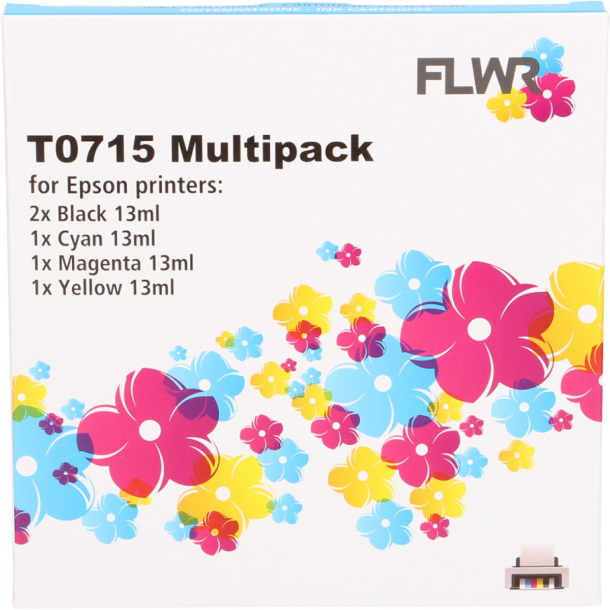 FLWR - Cartridges / Epson T0715 Multipack / zwart en kleur / Geschikt voor Epson