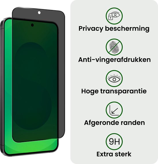 Protection d'écran de confidentialité avec le texte "Protection de la vie privée", "Anti-empreintes digitales", "Haute transparence", "Bords arrondis" et "Extra résistant".