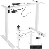 tectake® Tafelframe - Elektrisch in hoogte verstelbaar - Verstelbaar bureau van staal - Variabele framebreedte, geheugenbediening en alarmfunctie - Max. werkhoogte 121cm - Wit