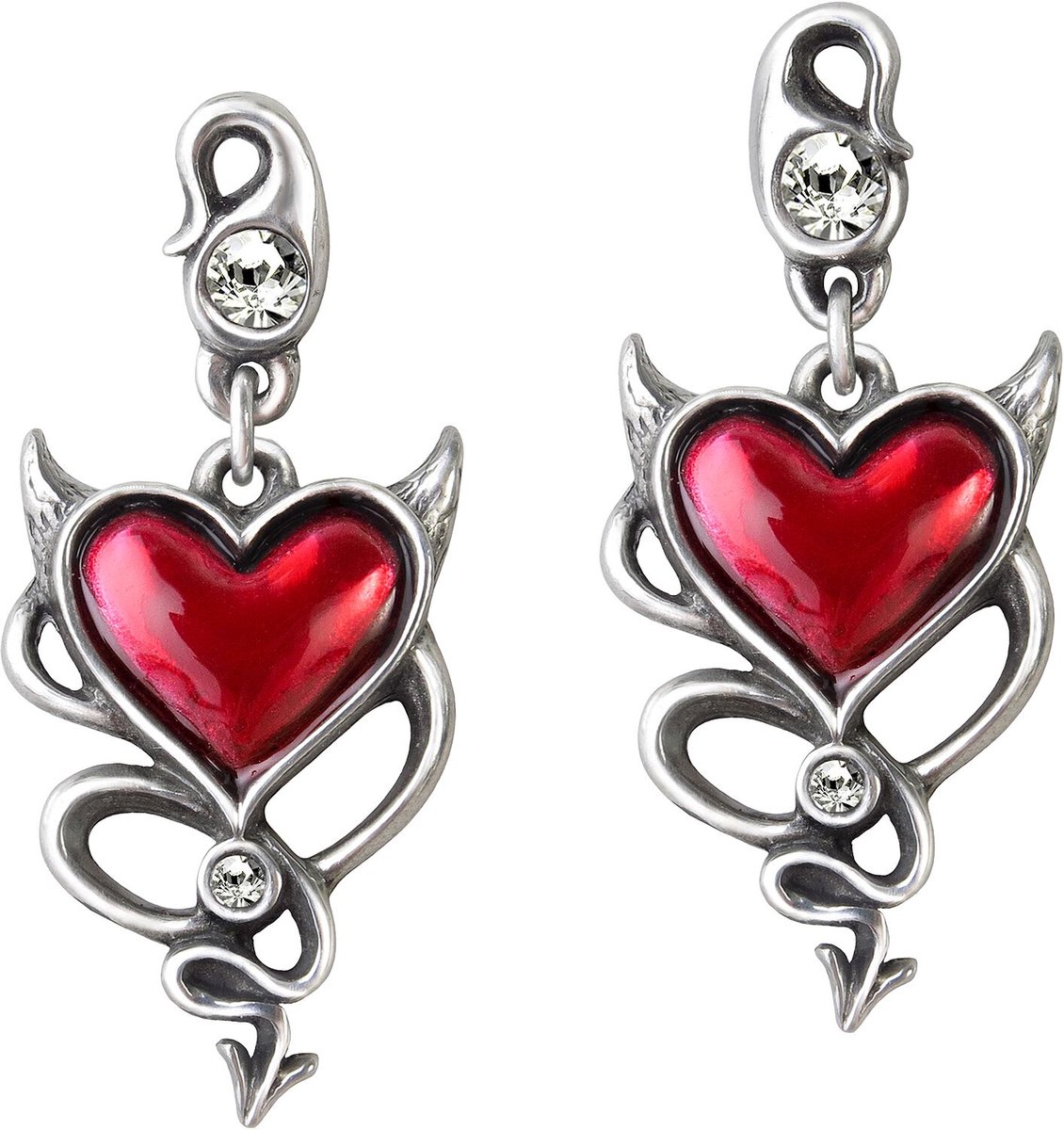Alchemy Gothic Stud oorbellen DEVIL HEART Zilverkleurig