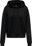 Zwarte cropped hoodie met capuchon en trekkoordjes.