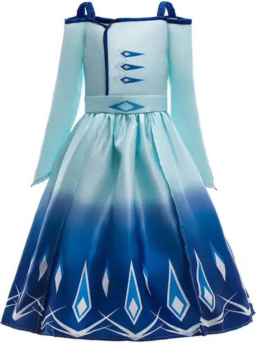 Prinsessendroom -Elsa jurk - Ijsblauwe magie - 128/134 (7/8 jaar) - Prinsessenjurk -Verkleedkleding - Feestjurk
