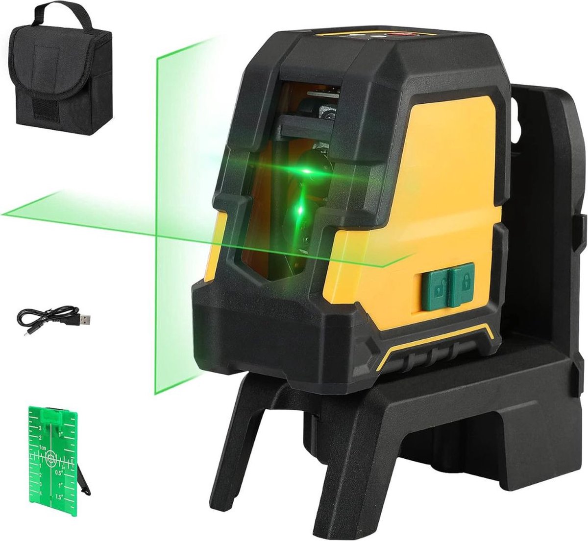 VELTRR® Kruislijnlaser - Lijnlaser - Bouwlaser Waterpas - Zwart met Geel