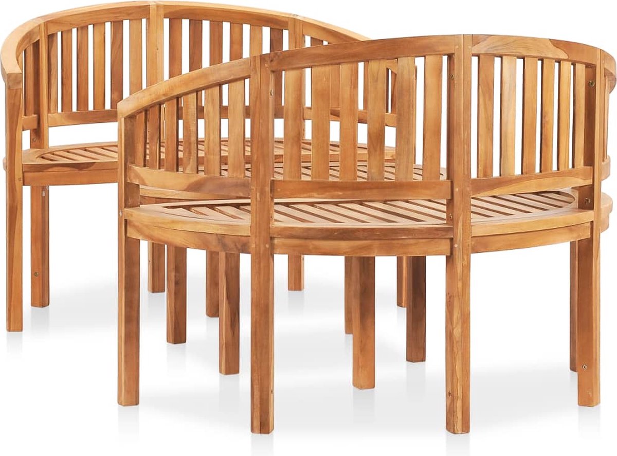 Banaanvormige massief teakhouten loungeset voor buiten - The Living Store.