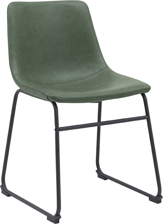 Chaise de salle à manger Risto LABEL51 - Vert - Cuir PU - Chaise - Chaise de salle à manger normale
