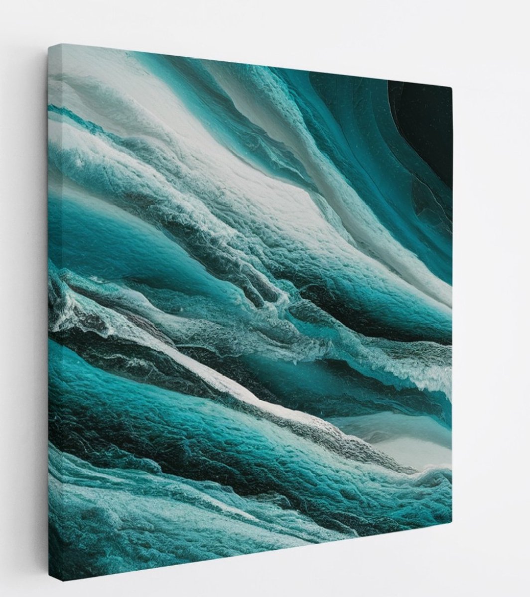 Saammp Canvas Schilderij - Turqoise - Abstract - 100x100 - Foto op canvas - Wanddecoratie - Muurdecoratie Woonkamer - Slaapkamer decoratie - Canvas Print Multicolor