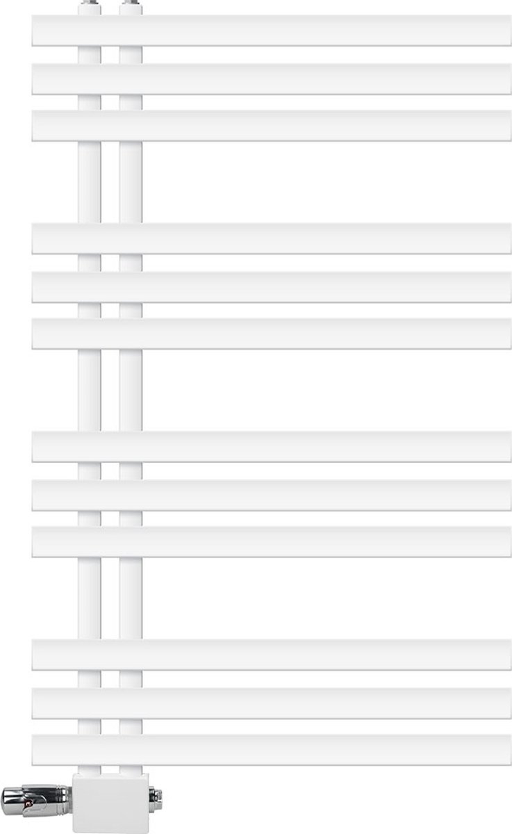 Badkamer radiator middenaansluiting 600x1000 mm wit met universele aansluitset LuxeBath
