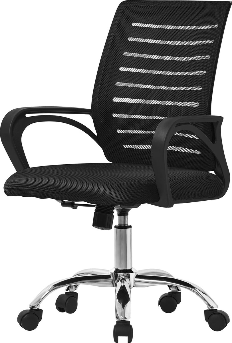 Ergonomische bureaustoel met armleuningen Mesh stof zwart met wielen ML design
