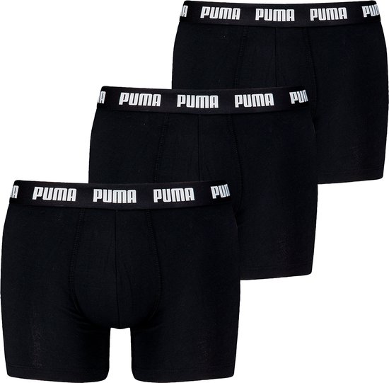 Drie zwarte Puma boxershorts met witte PUMA-band