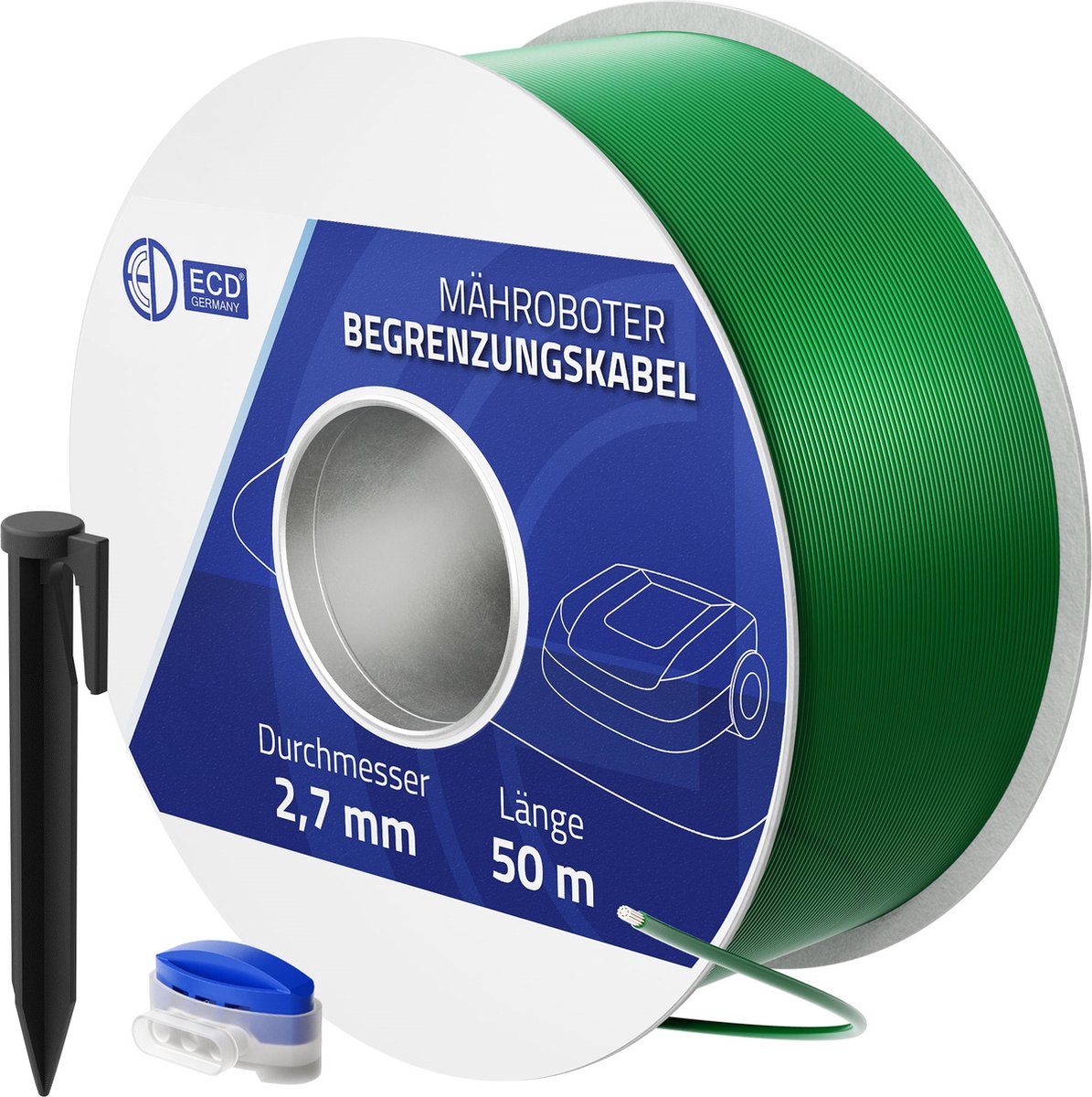 Universele 50m grensdraad voor robotmaaier + 200 haringen