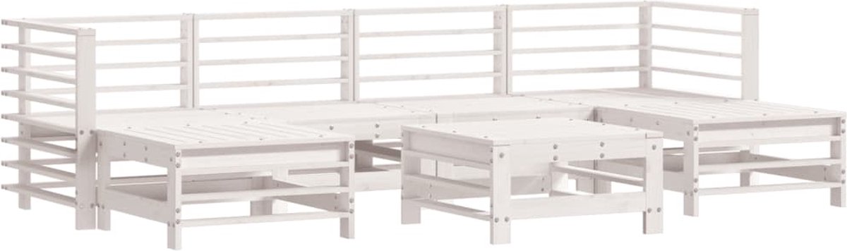 Massief grenenhouten loungeset in witte kleur - The Living Store.