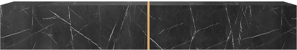 Selsey Bisira - TV-wandmeubel in zwart marmerlook / goud 200 cm