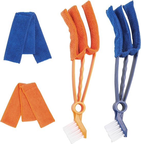 Lot De 2 Brosses à Chaussures Long Manche - Poils Doux TPR, Poignée Ergonomique, Trou De Rangement - Bleu Et Rouge