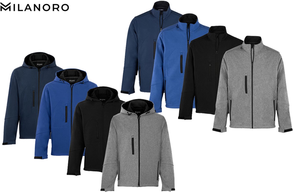 Milanoro - Wind- en waterdichte softshell jas - Jas zonder kap - Navy - S