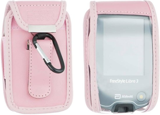 Leren tas met riemclip voor Freestyle Libre 1/2 en Insulinx - Roze mobiele telefoonhoes van RoJoHandschoentje — afbeelding 2