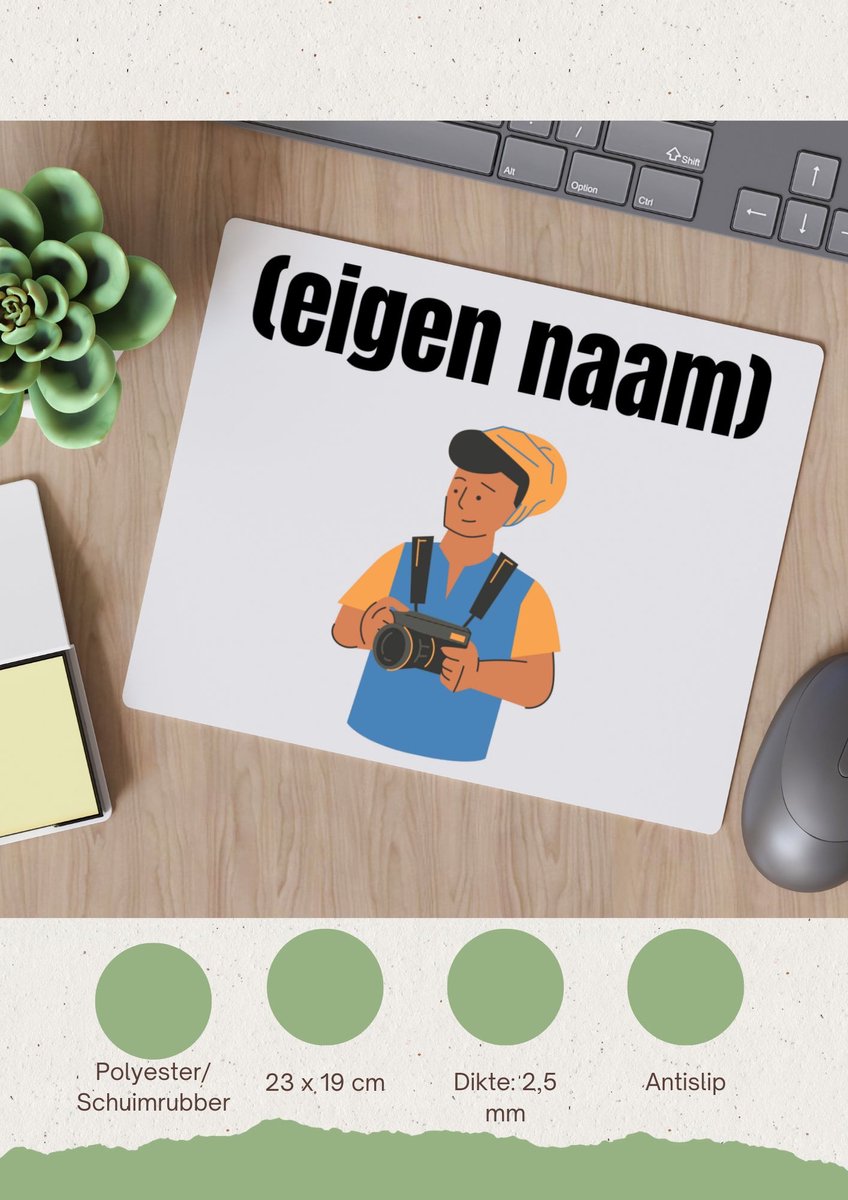 Image of Akyol - fotograaf man met eigen naam Muismat - Fotograaf - fotografen - camera - verjaardag - cadeau - kado - 23 bij 19 cm