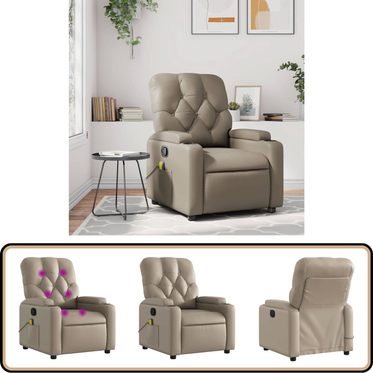 vidaXL Massagestoel Verstelbaar Kunstleer Cappuccino - vidaXL - €312,95