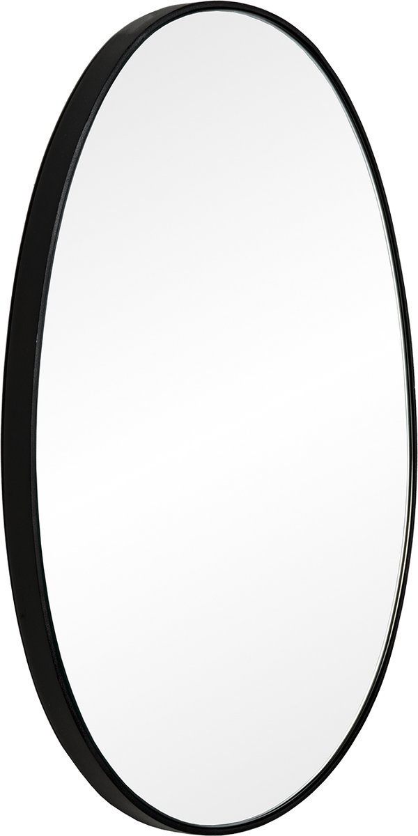 Atmooz - Wandspiegel Stone Small - Ovaal / Rond - Industrieel - Zwart - Metaal - 50cm hoog en 40cm breed