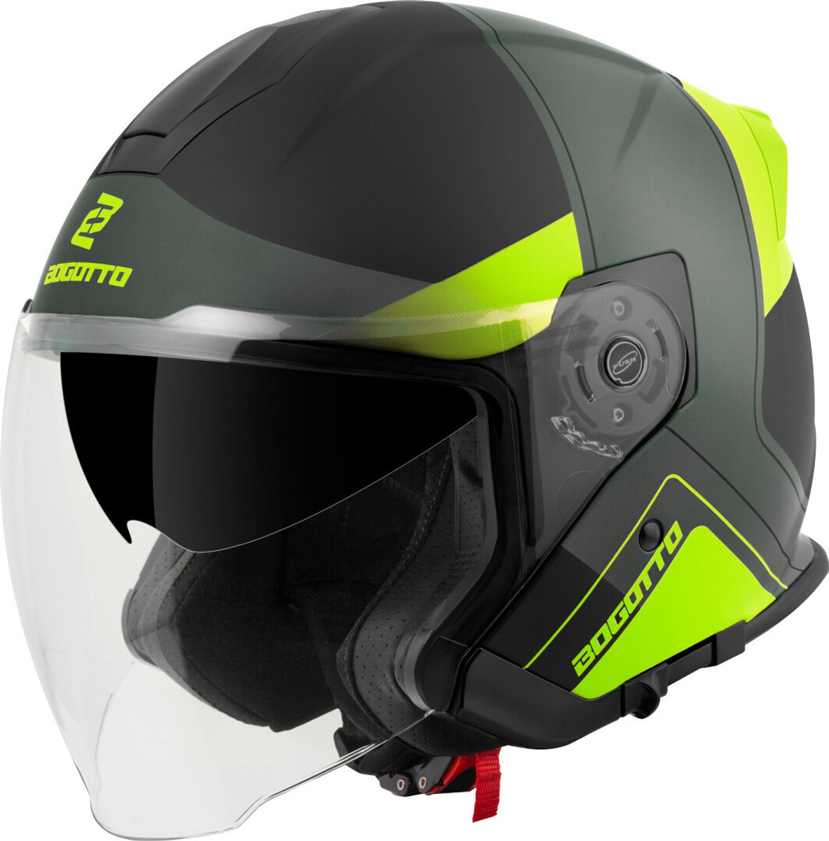 Bogotto H586 City-B Zwart Groen Geel Jethelm - Maat XL - Helm