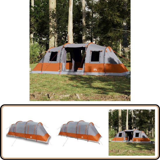 Foto: Vidaxl tunneltent 6 persoons waterdicht grijs familietent tunneltent campingtent outdoor caravan accessoires