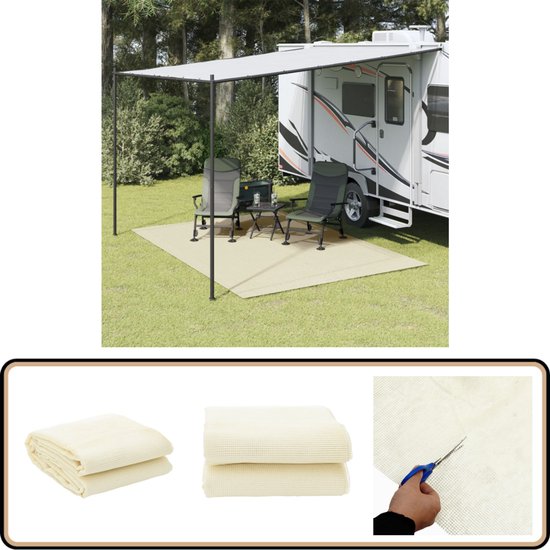vidaXL Tenttapijt 2,5x2 m - Crèmekleurig Campingvloermat - Kampeerkleed