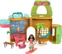 Vaiana speelset met pop, Pua, tafel, stoel, hangmat en surfplank.