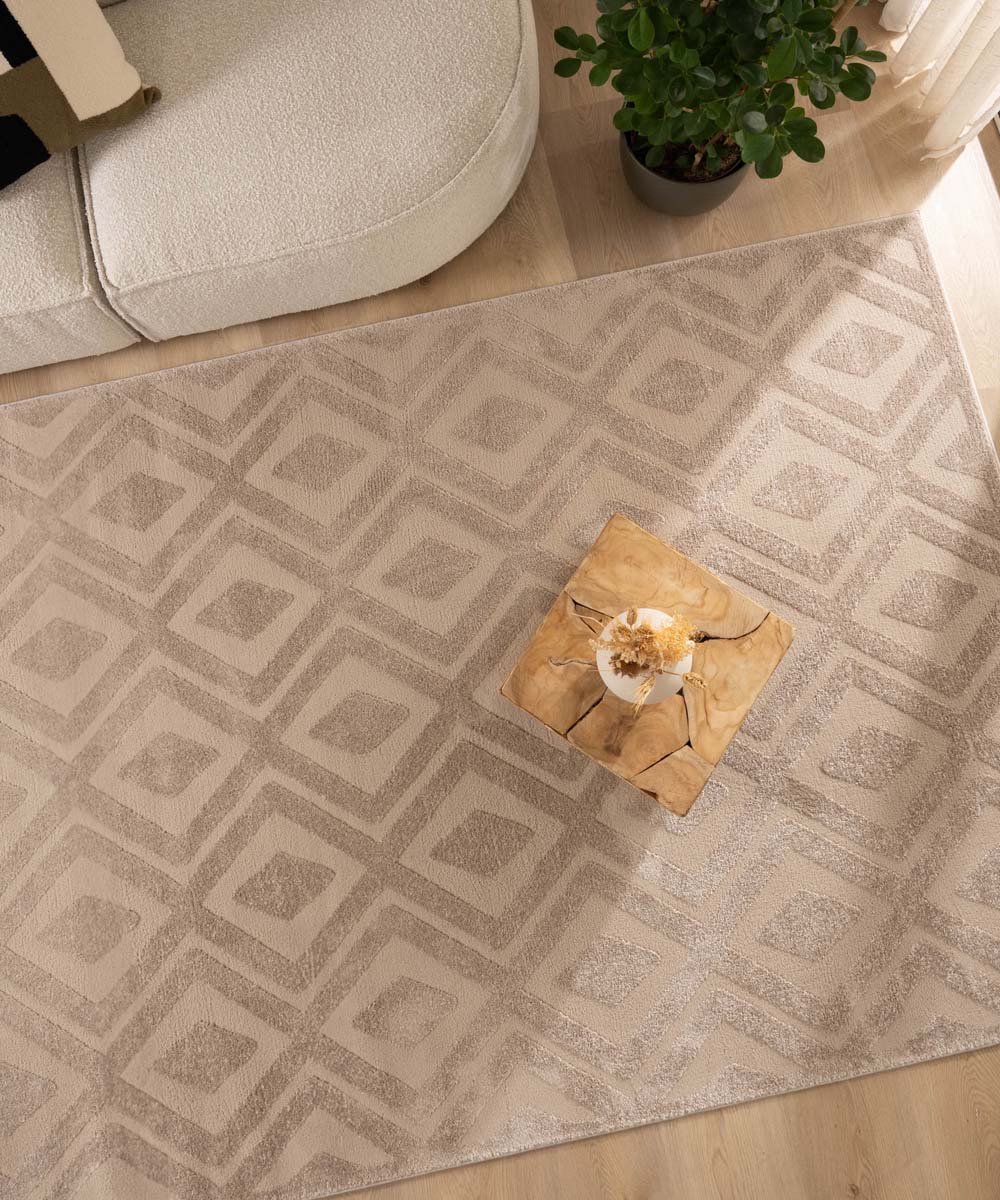 Scandinavisch vloerkleed - Contour Diamond beige 120x170 cm