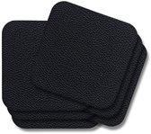 Cookinglife Onderzetters - Vegan leer - Zwart - 10 x 10 cm - 6 stuks