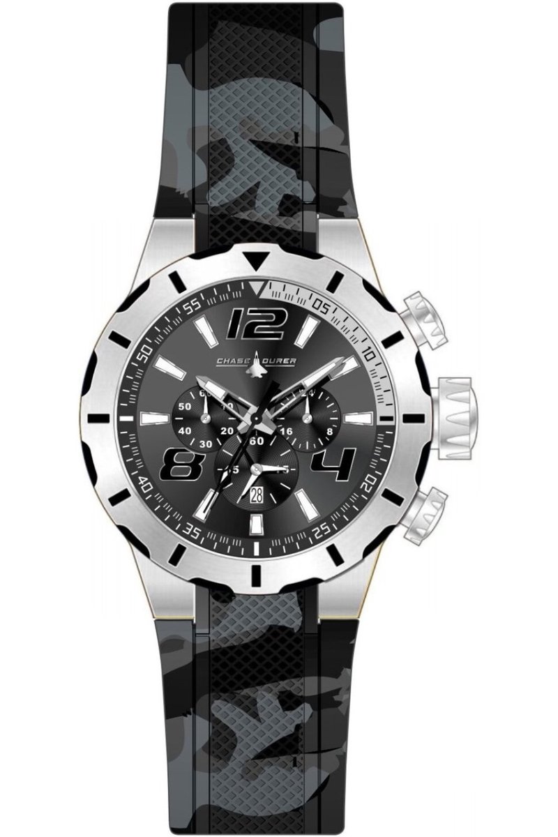 Chase Durer CDW-0114 Heren Horloge - Waterdicht - Analoog - Quartz Uurwerk - Roestvrij Staal met zwarte Wijzerplaat - 52mm