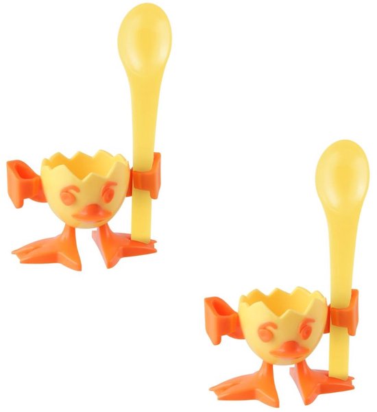 Set van 6 eierdopjes en een eieropener, grappige plastic