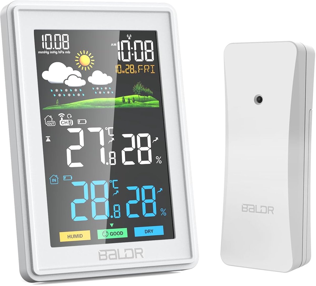Draadloos Weerstation met Buitensensor en Kleurendisplay – Multifunctioneel Temperatuur- en Luchtvochtigheidsmonitor