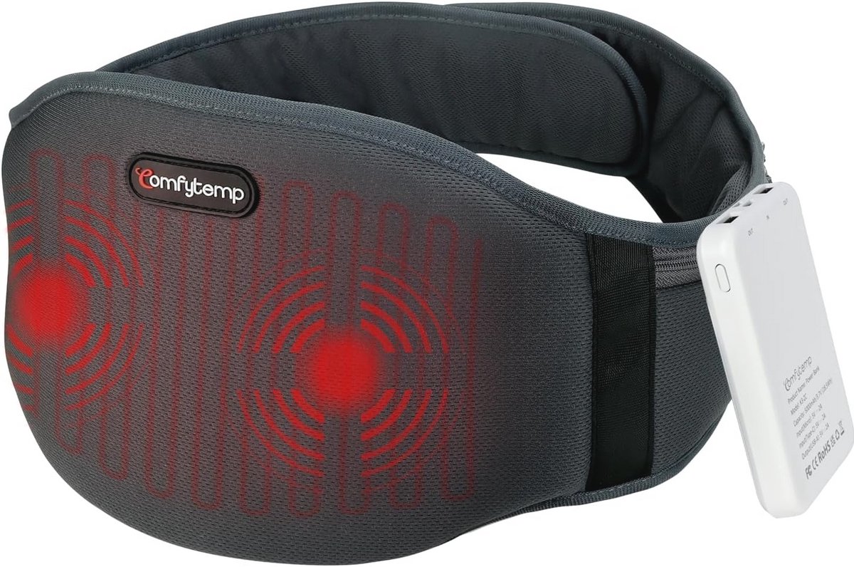 Draadloze Warmtepad met Vibratiemassage voor Rugpijn | Oplaadbaar Warmtekussen met 3 Warmteniveaus
