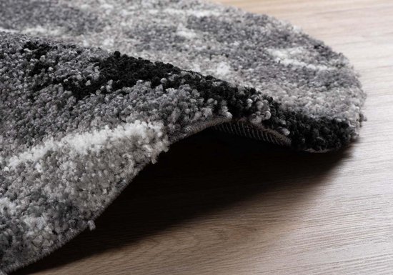 Rond hoogpolig vloerkleed Marble Artisan - grijs 240 cm