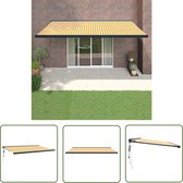 Store rétractable The Living Store 5x3 m tissu et aluminium jaune et blanc - Protection solaire - Véranda - Peinture extérieure - Set de patio - Toiles de terrasse