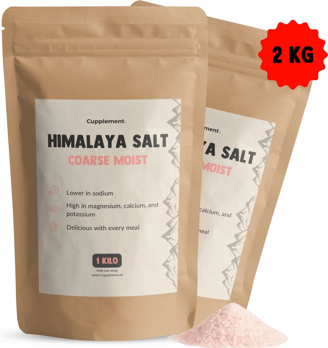 Goedkoopste Cupplement Himalaya Zout 1 Kilo – Hoogste Kwaliteit – Grof & Fijn – Voor Keuken, Bad of Zoutmolen – Natuurlijk Kristalzout – Geen Zeezout of Zoutsteen – Himalayazout – Puur Onbewerkt Zout – 1000 Gram